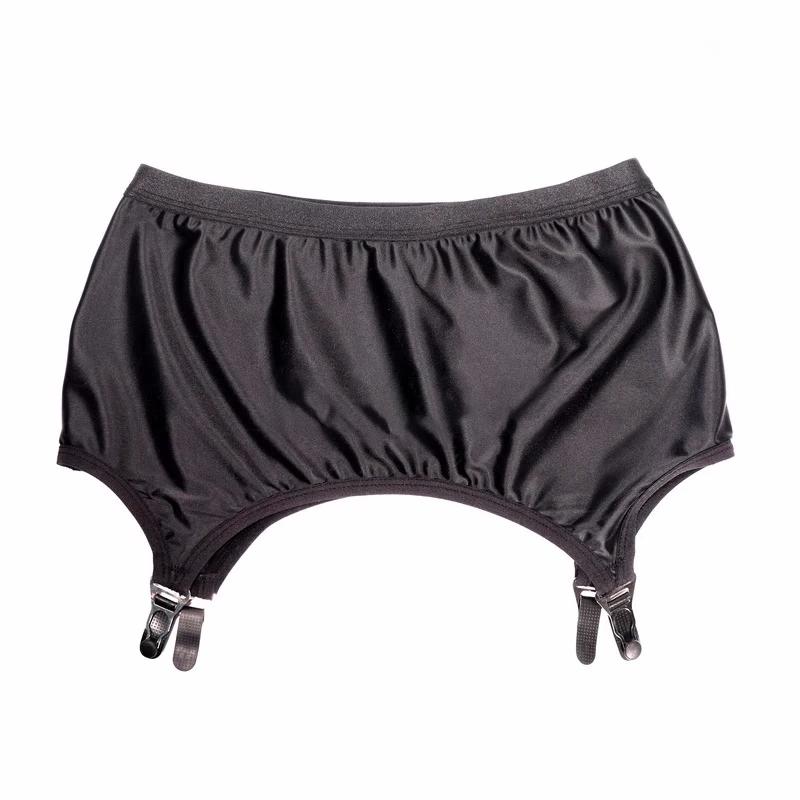 Lesklá latexová sukně na zadek s kovovými sponami Elastické podvazkové pásy Černé Sexy Dámské spodní prádlo s vysokým pasem pro punčochy Párty