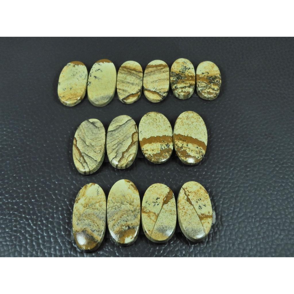 Natural Picture Jasper Matched Pair Oval Cabochon Loose Gemstone 07 Pair Lot C-3377