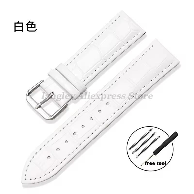 Leather Watchband 12/13/14/15/16/17/18/19/20/21/22/23/24mm Crocodile Pattern Strap Men Women Replacement Blue Universal Bracelet