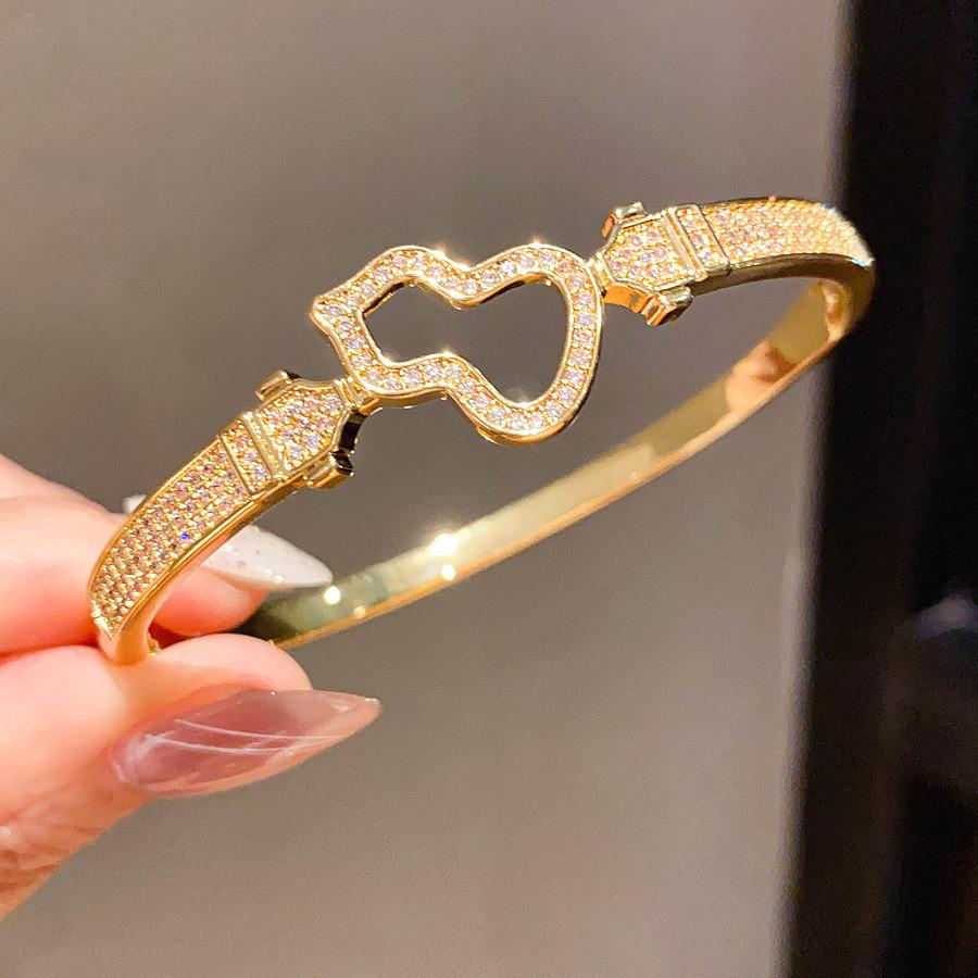Minimalist Gourd Zircon Bracelet With 18k Gold Plating For Fashion Jewelry Enthusiasts GoldBracelet