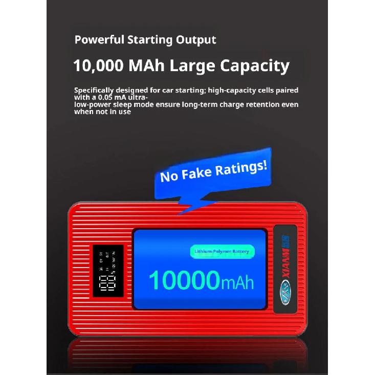 Car Emergency Jump Starter 12V Power Bank, Motorcycle Vehicle Starter Battery Booster Rescue Jump Starter Tool.