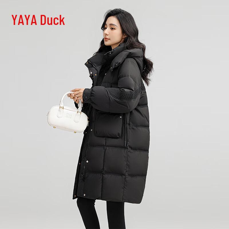 Yaya Women's Hooded Mid-length Thickened Duck Down Jacket