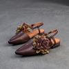 Fashion GKTINOO Genuine Leather French Flower Pointed Toe Sandals 2025 Summer New Retro Versatile Women's Low Heel Shoes