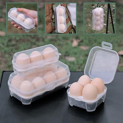 Caixa de Ovos Portátil à Prova de Choque 3/4/8 Compartimentos Recipiente de Armazenamento Porta-Ovos Organizador de Cozinha Transparente para Acampamento ao Ar Livre Piquenique