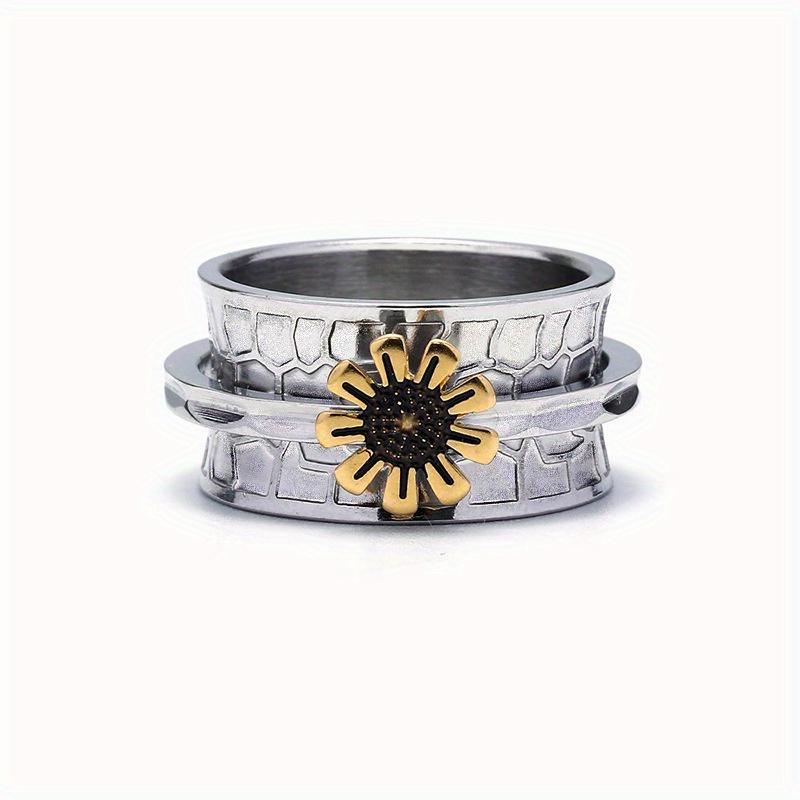 

1pc Copper Material Ring Creative Accessory Sunflower Ring, Two-color Sunflower Ring for Men and Women 6