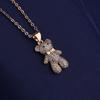 925 Sterling Silver Gold Rose Gold Cute Bear Pendant Necklace Sweet Personality JewelryGood product