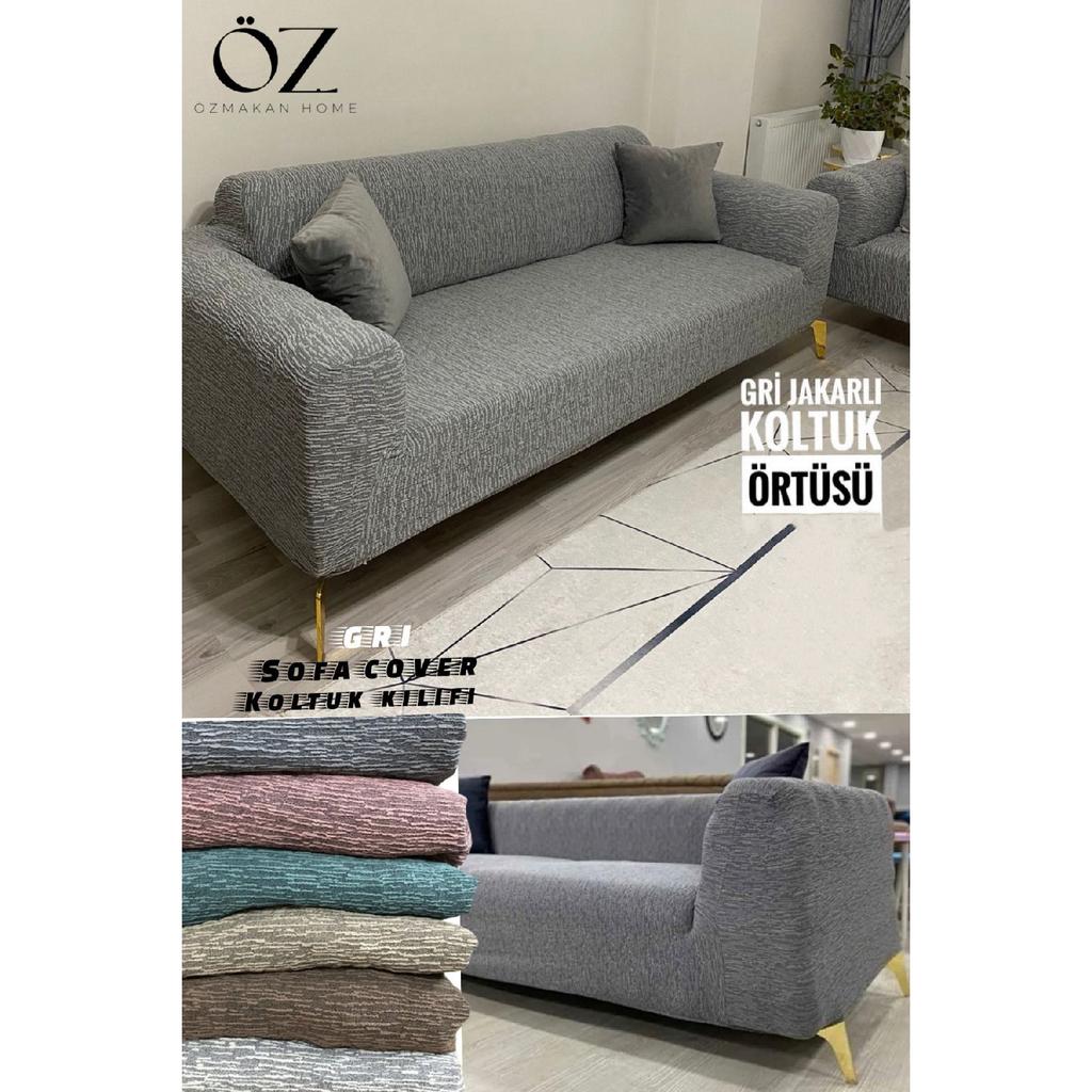 Jacquard 3-seater Sofa Cover, Sofa Bed Sofa Cover 1 Piece Stone Gray