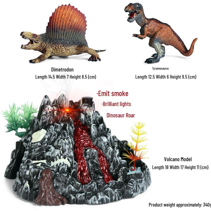 Kids' Volcano Model with Dinosaurs & Animal Scene – Sandbox, Fish Tank, or Desk Decoration