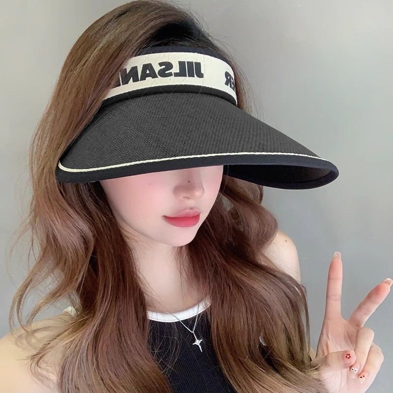 

Air Top Straw Sunshade Sun Hat Women s 2025 New Arrival Sun Protection Hat Fashion Big Brim Face Small UV Protection Black One size