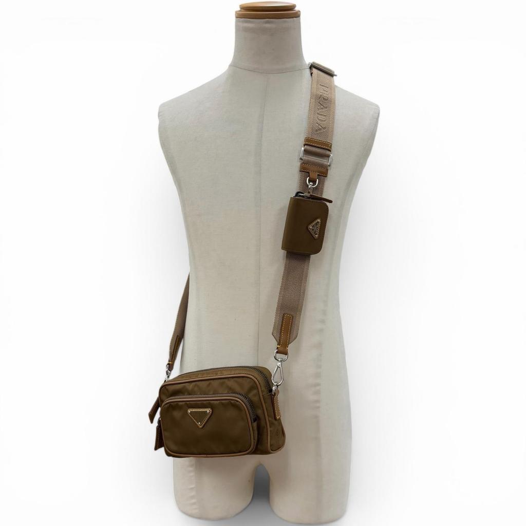 Excellent PRADA Shoulder Bag Brown Nylon mens 2VH172 Used