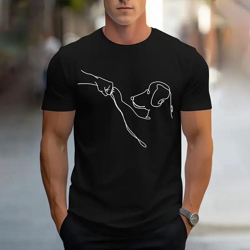 

Men s Korean-Style Pullover Cotton T-Shirt Crew Neck Printed Pattern Short-Sleeve Top S чорний