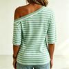 Top a righe da donna, casual e alla moda, con spalle scoperte