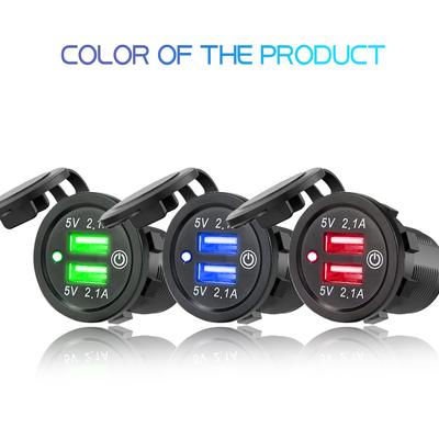 Schnellladung Dual-USB-Autoladegerät Steckdose Wasserdicht 12V/24V USB-Schnellladebuchse Steckdose mit Touch-Schalter