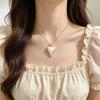 Trendy Simple Imitation Pearl Love Heart Pendant Necklace for Women Stainless Steel Chain Heart Jewelry Accessory Gifts