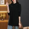 Mid-length Sweater Loose Half Turtleneck Pullover for Women Solid-color Casual Knitted Sweater for Autumn and Winter