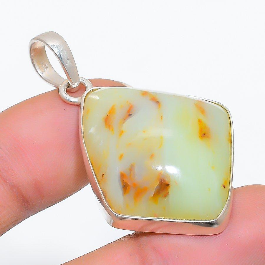 

Chrysoprase Gemstone Handmade 925 Sterling Silver Jewelry Pendant 1.85 GK-5144