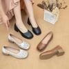 Fashion Comfort Low Heels Women's Shoes Sandals Genuine Leather Soft Soles Summer 2024 New Breathable Hollow Out Mom's Shoes
