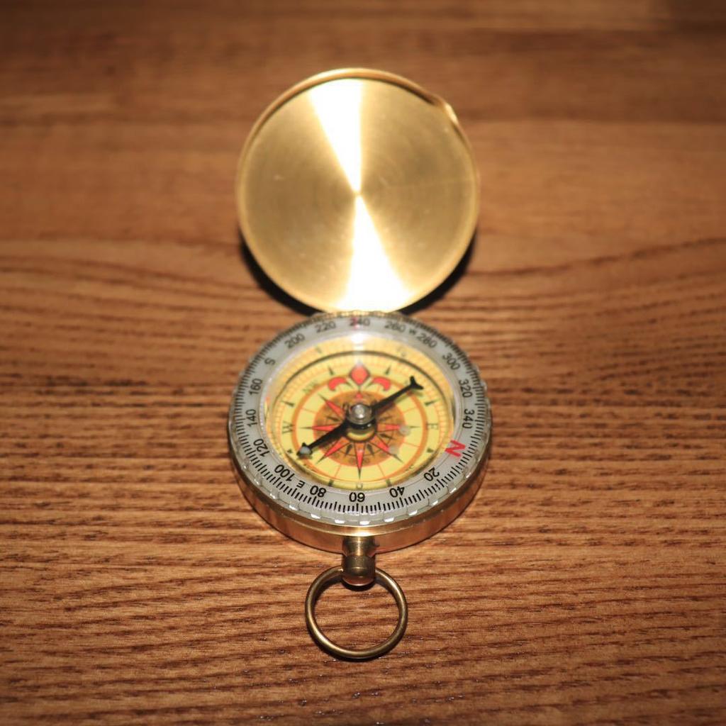 Pure Copper Compass G50 Pocket Watch Flip Cover - Waterproof Luminous Compass for Outdoor Hiking, Multi-Functional Navigation Tool