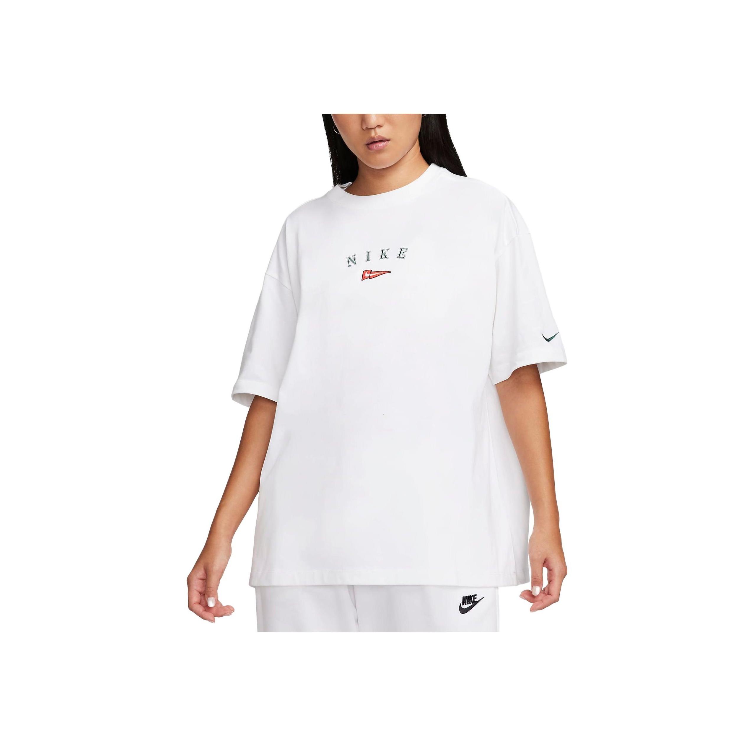 

Футболка с коротким рукавом и круглым вырезом Nike Letter Logo Print, женские топы, белые FZ4866-100 XXL