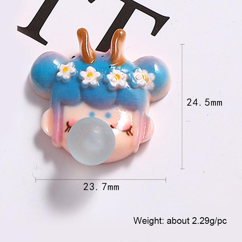 Decorative Materials Cartoon Girl Bubble Dragon 5pcs DIY Water Cup Pastes Brooch Jewelry Making Mobile Phone Case Patch Cream Glue Fashion