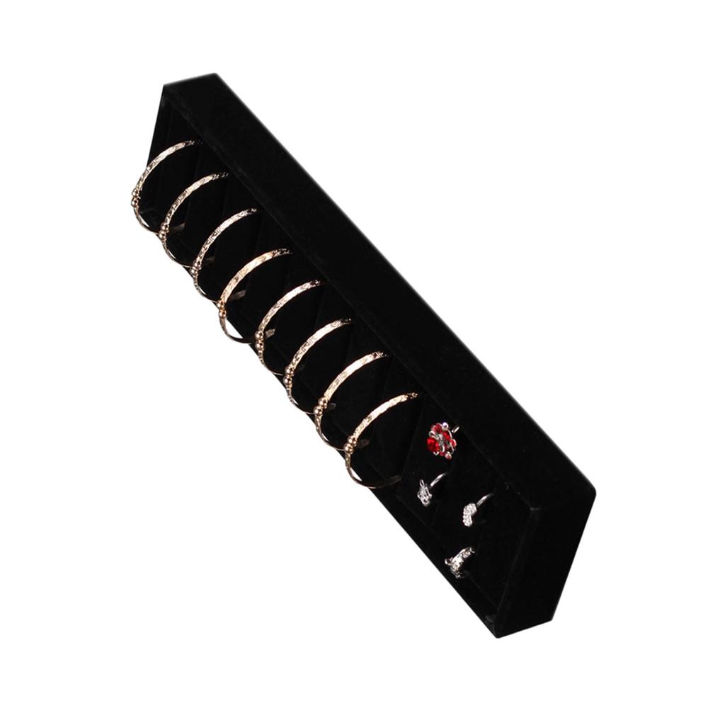 10 Slot Velvet Jewelry Display Tray Light Gray Organizer For Bracelets Rings Cufflinks Home Retail Exhibition Storage