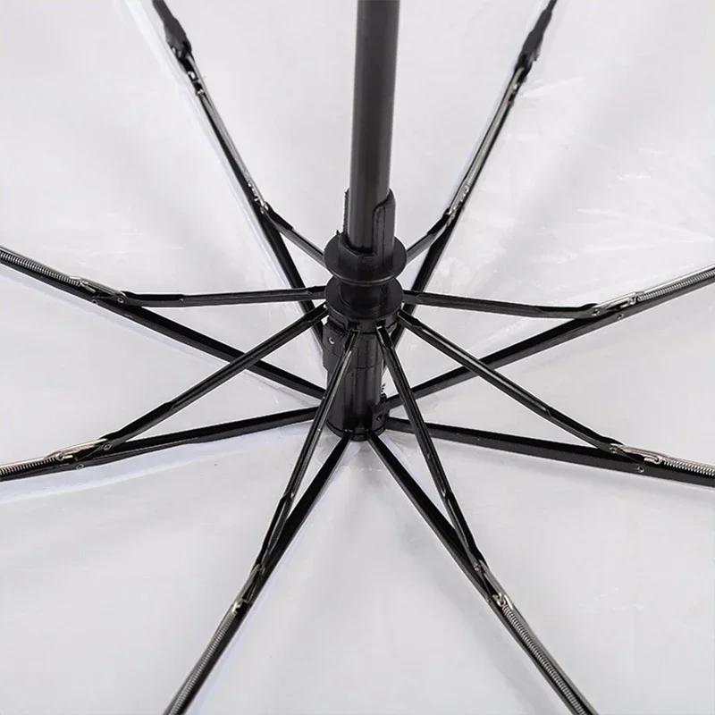 1 Stück Automatischer Transparenter Faltregenschirm Leicht zu Tragen Winddichter Regenschirm Damen Mode Langlebig Outdoor Winddicht Regendicht