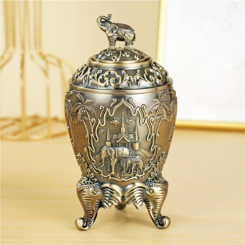 Automatic Push-type Toothpick Box Alloy Elephant Toothpick Holder Dresser Desktop Organizer Display Party Decoration Unique Gift