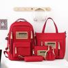 4pcs/set Backpack Female Junior High School Large Capacity High School College Style Schoolbag Outdoor anti backpack