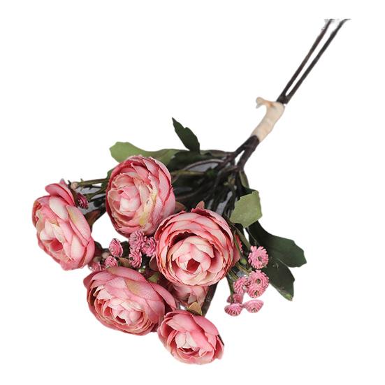 1 Bunch Artificial Camellia Flower Bouquet Realistic Fake Silk Flower