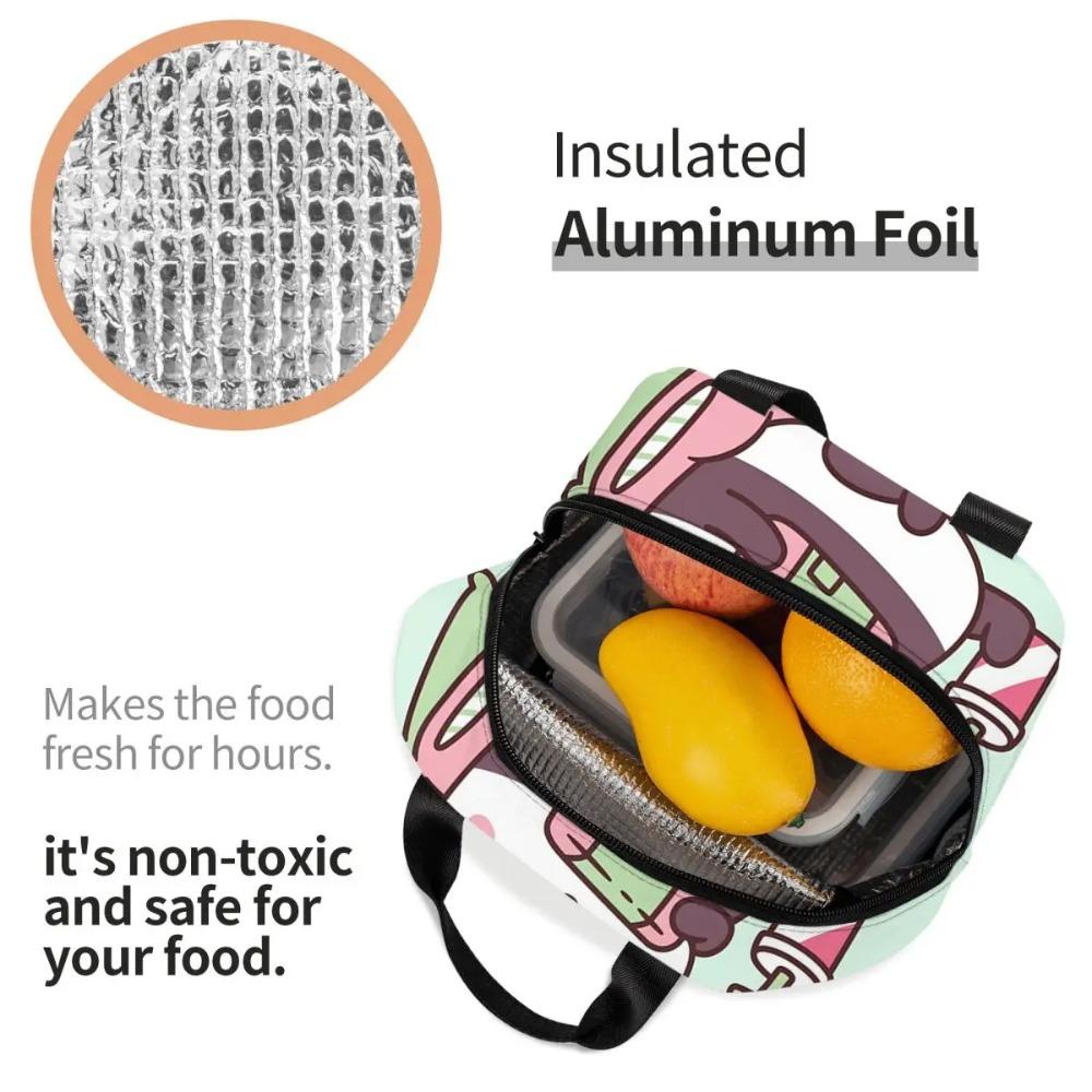 Cartoon Panda Playing Video Games Insulated Lunch Bag for Women Kids Portable Food Boxes Thermal Lunch Box Tote