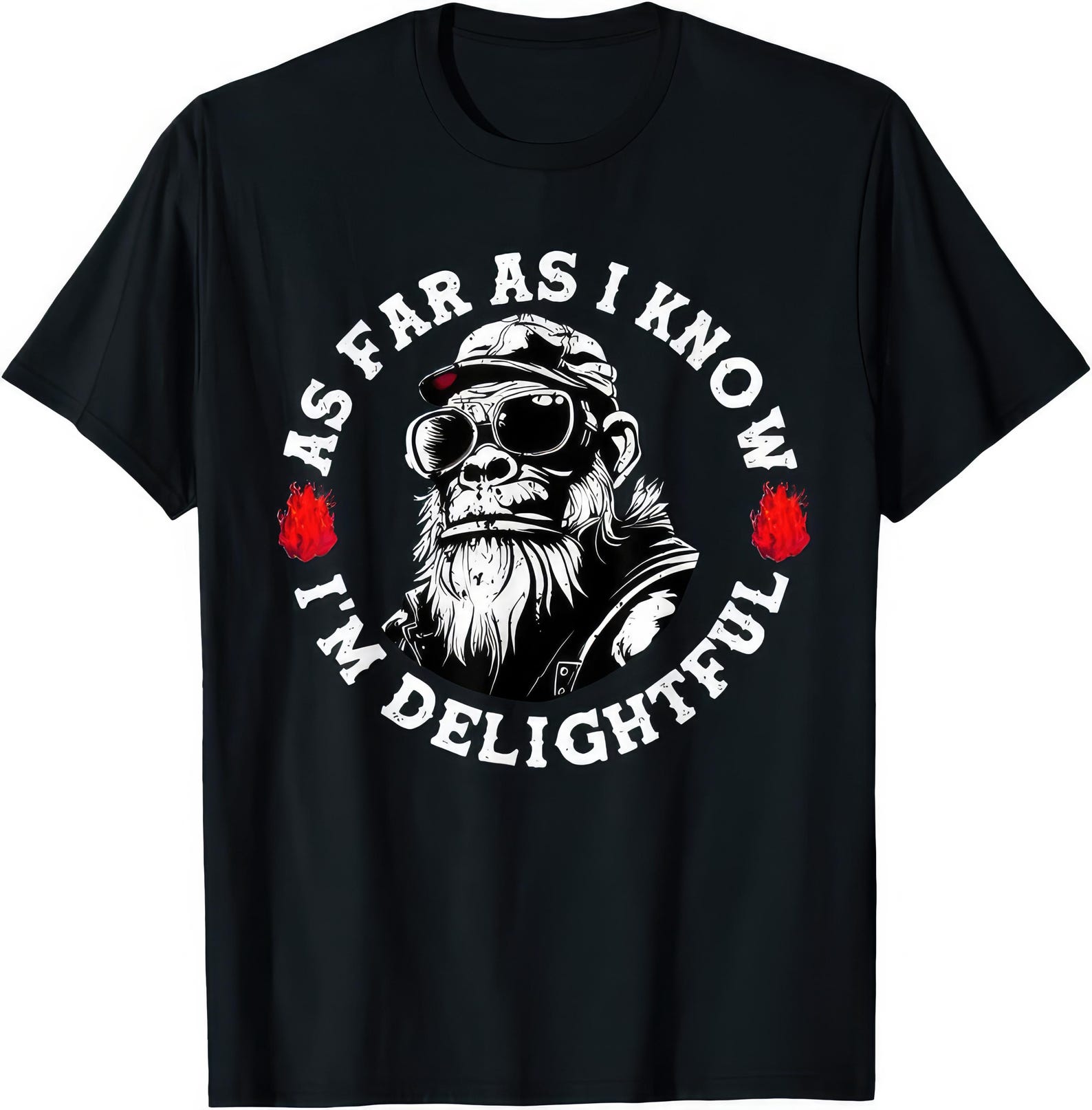 As Far As I Know I m Delightful Monkey Funny Joke Humour T shirt L