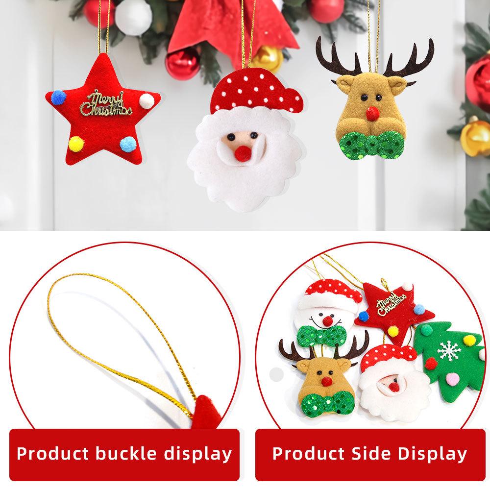 New Christmas Ornament Set Cartoon Plush Christmas Ornaments Reindeer/Snowman/Christmas Tree/Santa Claus/Five-pointed Star Designs