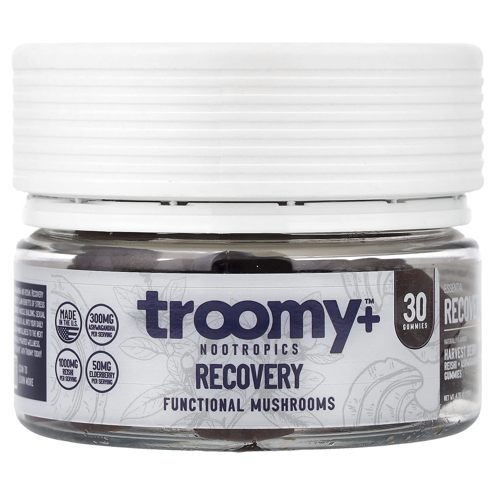 

Troomy Nootropics, Recovery, Functional Mushrooms Gummies, Harvest Berry Acai, 30 Gummies, 4.76 oz (135 g)