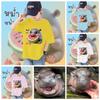 Moo Deng Tiny Baby Hippo Star Thailand Cute Pygmy Hippo Unisex Dziecięcy Chłopiec Dziewczynka T-shirt Arbuz Nadruk Krótki Rękaw Okrągły Dekolt