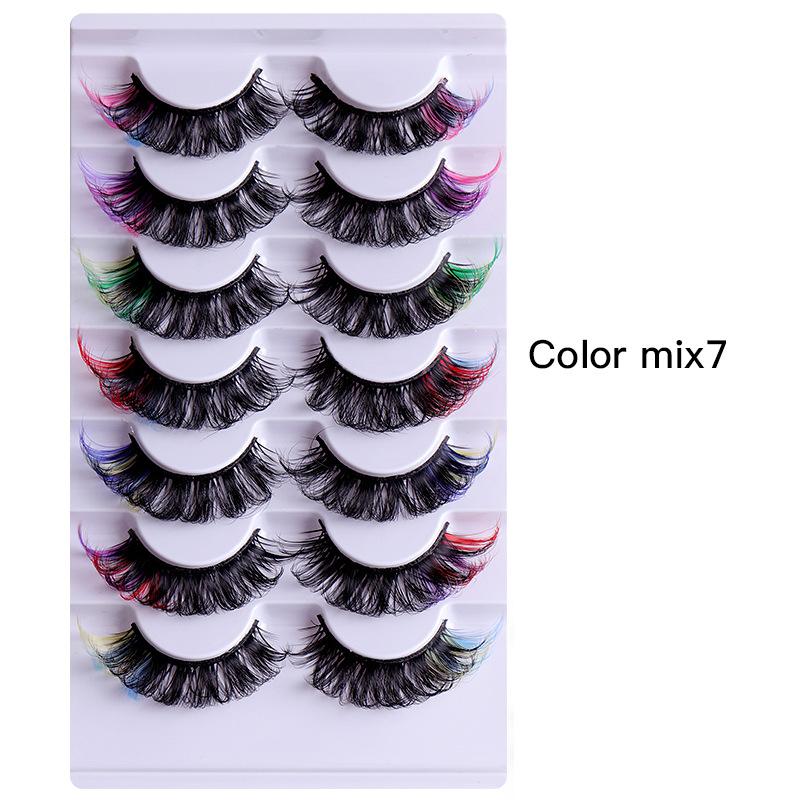 

7 Pairs Of Colored False Eyelashes, Roll D Song, Dense Curled Eyelashes