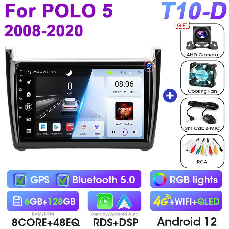 Android 12 Car Radio For Volkswagen VW Polo 5 2008 - 2020 GPS 4G Carplay Auto 2 Din Stereo Intelligent Systems Smart Autoradio