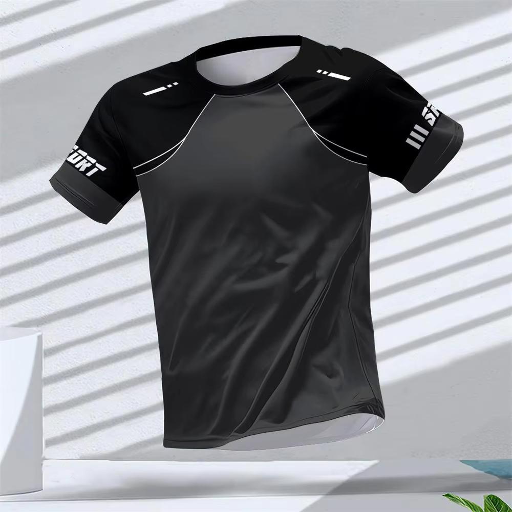 Herren T-Shirt Sommer Schnelltrocknend Atmungsaktiv Lässig Fitness Sport Kurzarm Rundhalsausschnitt Gym Sportbekleidung T-Shirt