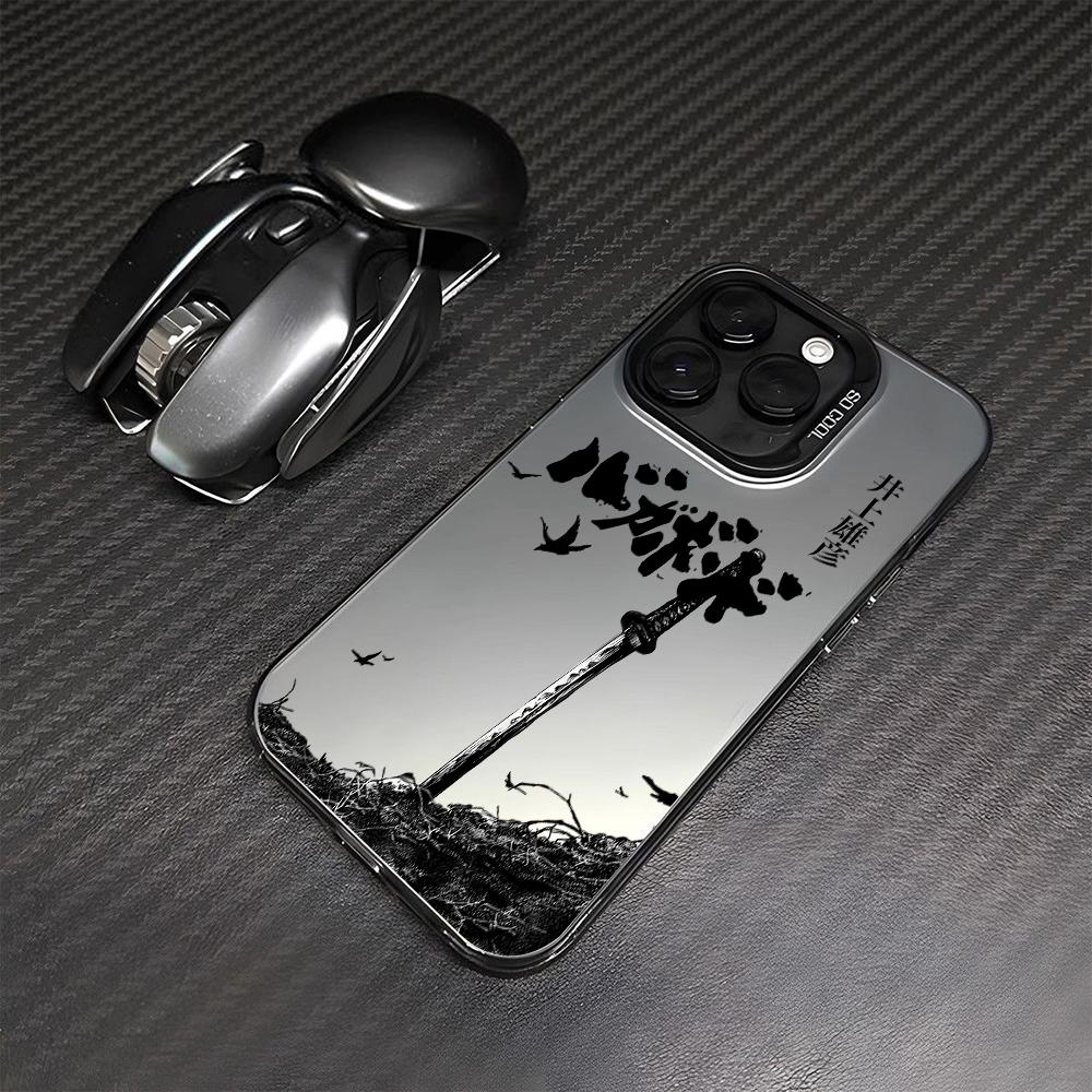 Japanese Swordsman Anime Phone Case for iPhone 17 Air 16 16e 15 14 Plus 13 12 11 Pro Max X Xs XR 8 Colorful Silver Hard Cover