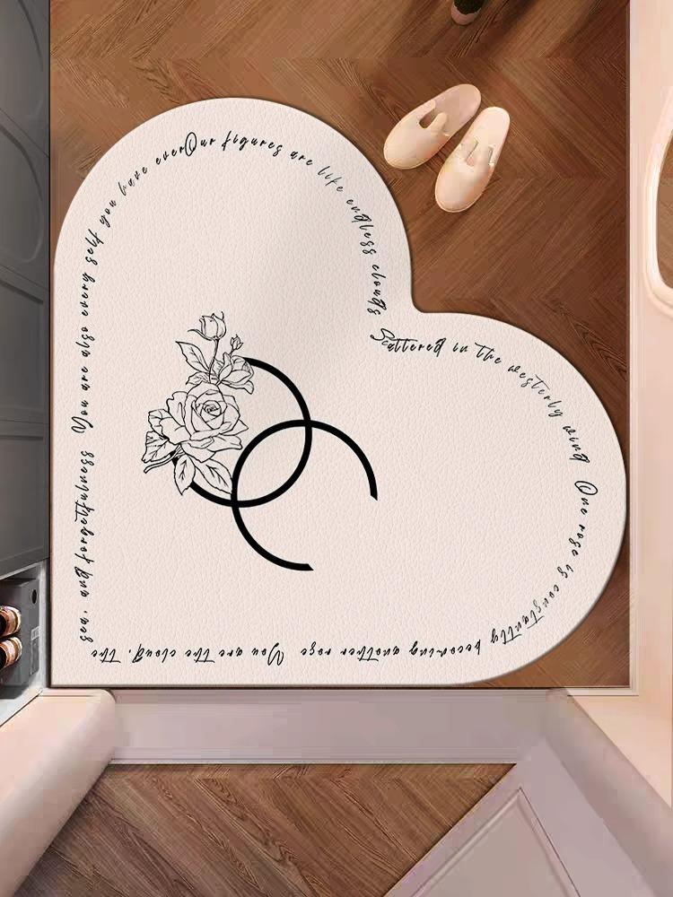 Heart-Shaped Diatom Mud Floor Mat, Kitchen Dirt-Resistant And Easy To Take Care Of Floor Mat Internet Celebrity Entry Door Bathroom Non-Slip Quick Su