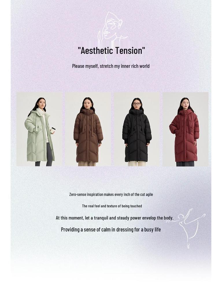 Women's Over-the-Knee Hooded Quilted Down Jacket – Thick, Loose, Versatile, Mid-Length Fashion Coat