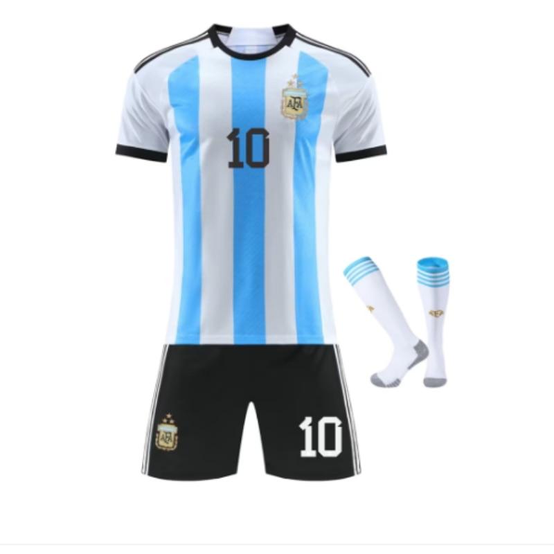 Kids Sportswear ANUTETOUNI® Argentina Messi Football Jersey Set #10 Polyester White/Blue