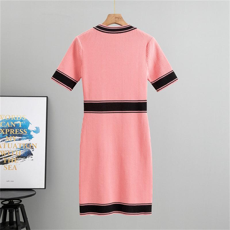 Women's summer knitted  new short sleeved high-end fashion dress Slimming temperament, hip hugging short skirt