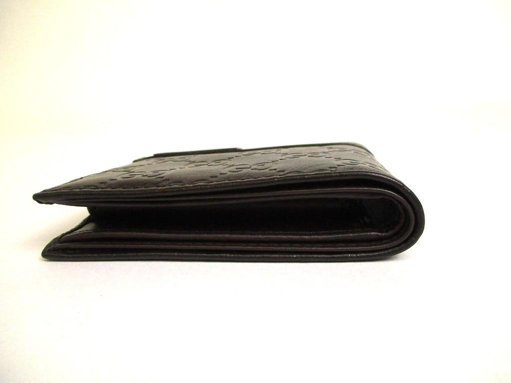 Authentic GUCCI Guccissima Dark Brown Leather Bifold Wallet Compact Wallet #a974  Pre-owned