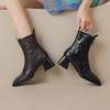 Fashion 2025 Winter Women Shoes Genuine Leather Women Boots Mid-calf Modern Boots Women Solid High Heel Boots Ladies Shoes