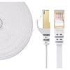 Elfcam® - Câble Réseau Ethernet RJ45, Cat 7 STP 100% Cuivre, Câble Plat, 32 AWG, Blanc (3M)