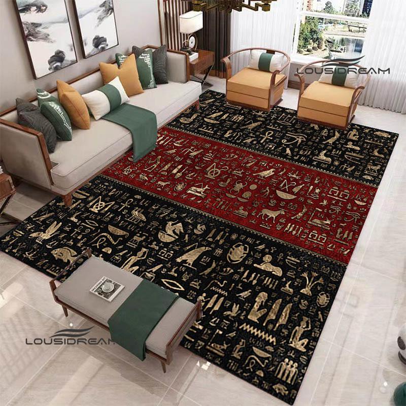 Kober s potiskem egyptských piktogramů Protiskluzový koberec koberce do obývacího pokoje předložka do předsíně dekorace do ložnice dárek k narozeninám
