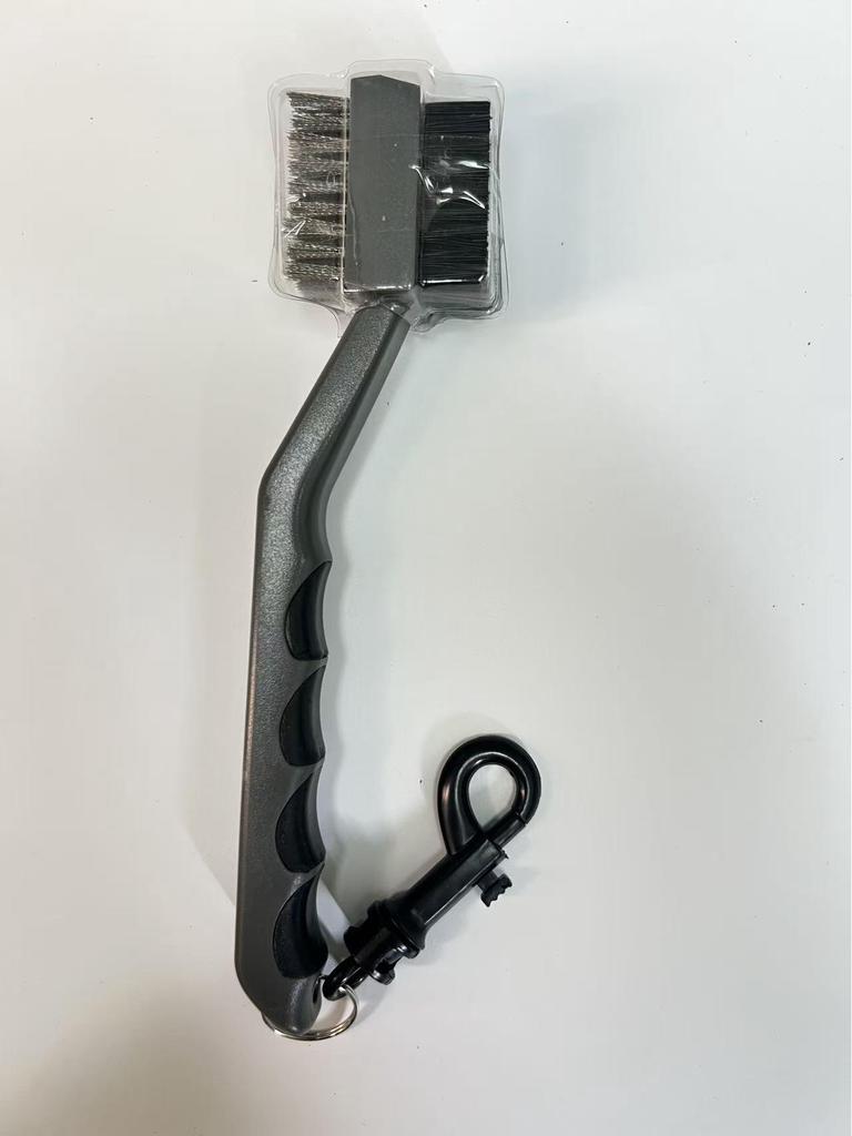 Golf Club and Ball Cleaning Brush with Double-Sided Nylon and Steel Bristles