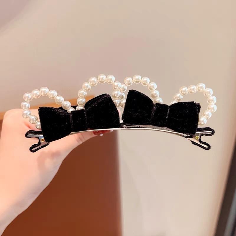 2pcs/set Double-Sided Bow Hair Clips with 3D Bunny Ears Baby Girl Duckbill Clips Cute Hairpins for Toddlers Hair Accessories