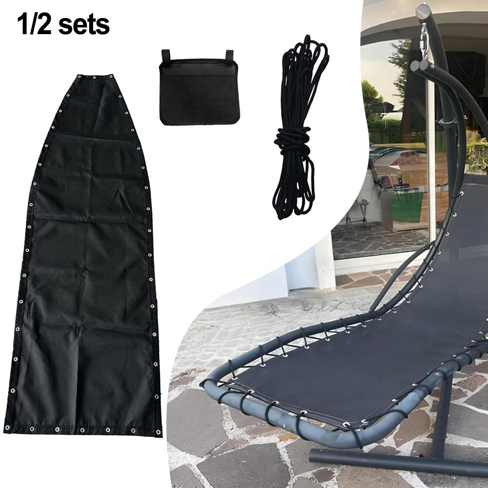 Hanging Swing Chair Replacement Cloth Accessories 64x197x23CM Black Seat Cloth For Garden Textilene Hanging Swing Chair Decor
