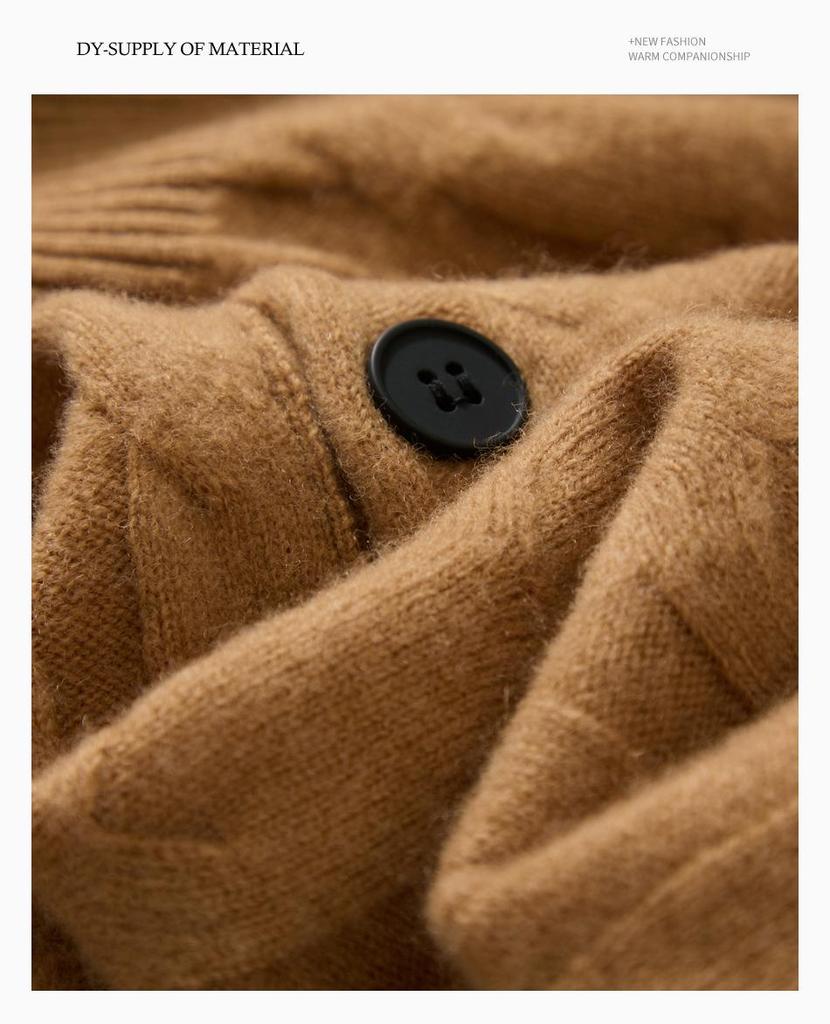 Women's Trendy 100% Wool Cardigan Coat - Large Button, Soft Fluffy, Solid Color, Loose Open-Front Sweater Outerwear for 2025